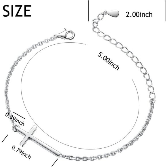 Sterling Silver Small Cross Pendant Necklace Bracelet Earrings Gift for Women - Picture 6 of 7